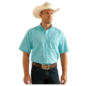 10048415 Ariat Men's Wrinkle Free Sterling Classic Fit Short Sleeve Shirt - Blue Radiance