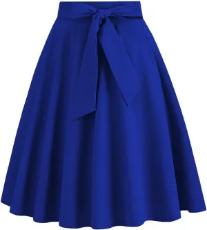 A Line Midi Skirts Women High Waist Pleated Skirts Flowy Vintage Skirts Business Casual Skirts Cocktail Party Skirt