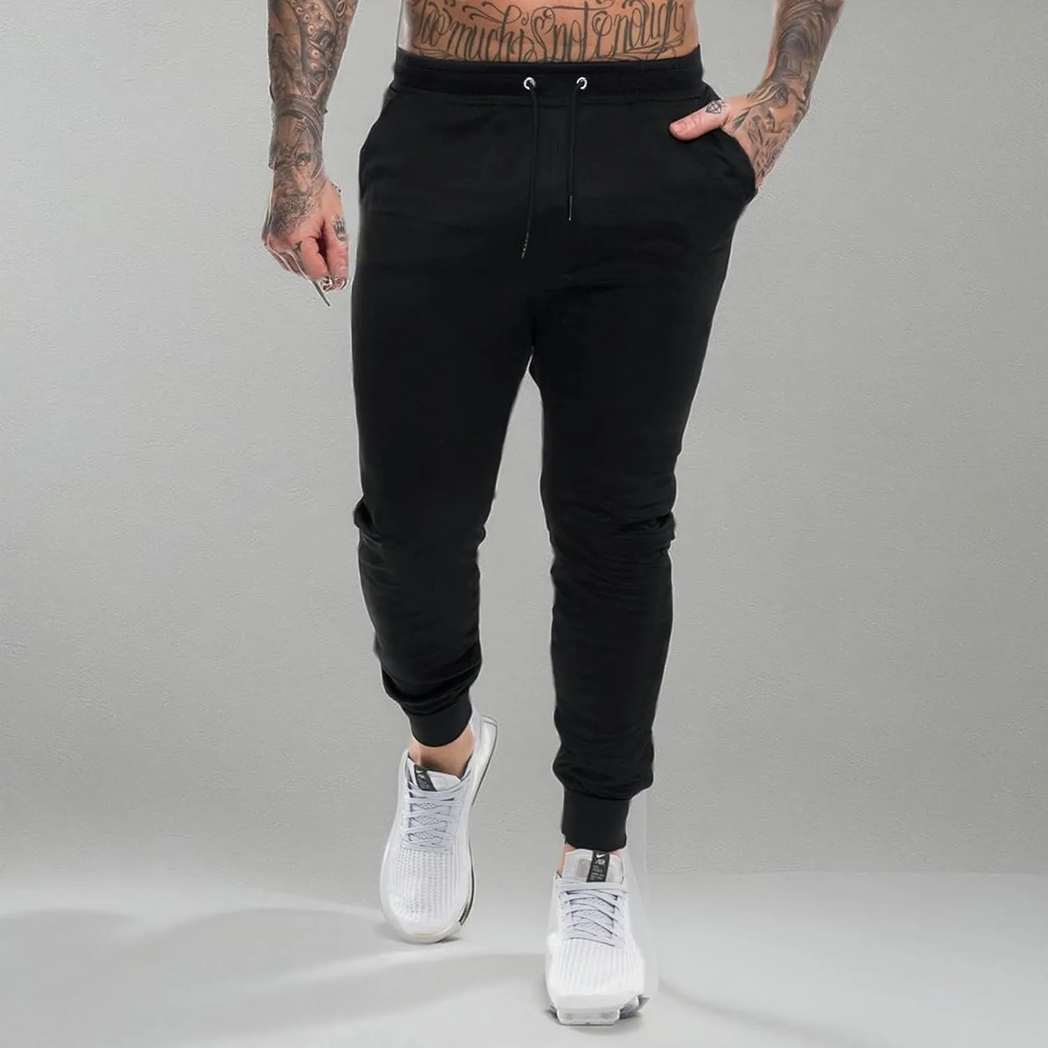 A WATERWANG Men's Slim Jogger Pants, Tapered Athletic Sweatpants for Jogging Running Exercise Gym Workout