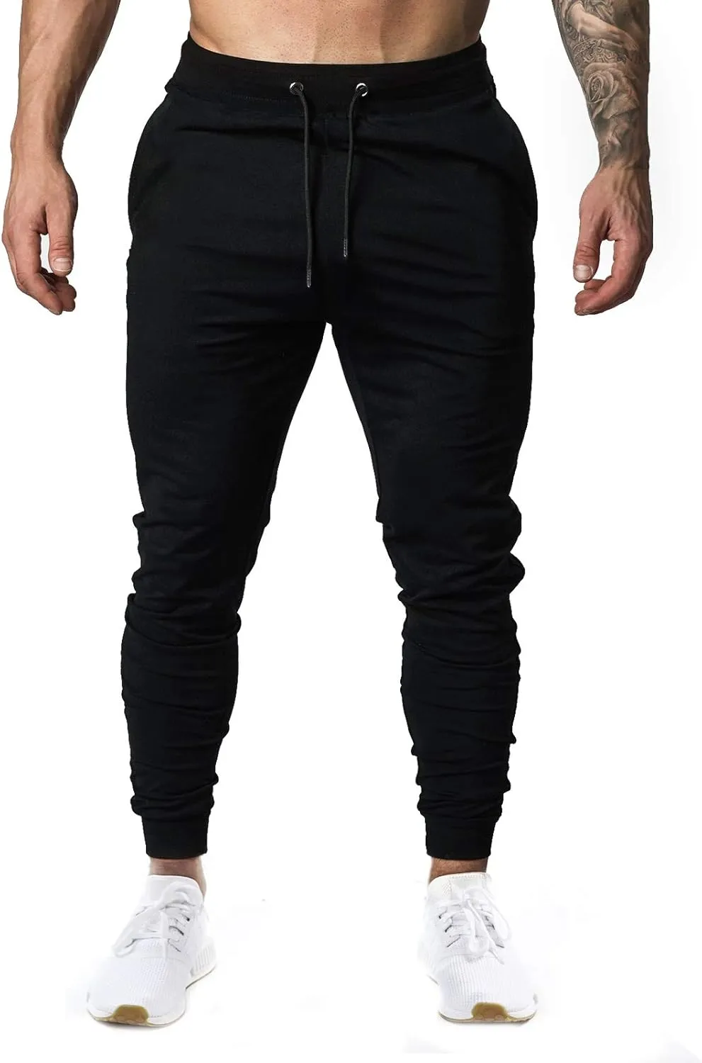 A WATERWANG Men's Slim Jogger Pants, Tapered Athletic Sweatpants for Jogging Running Exercise Gym Workout
