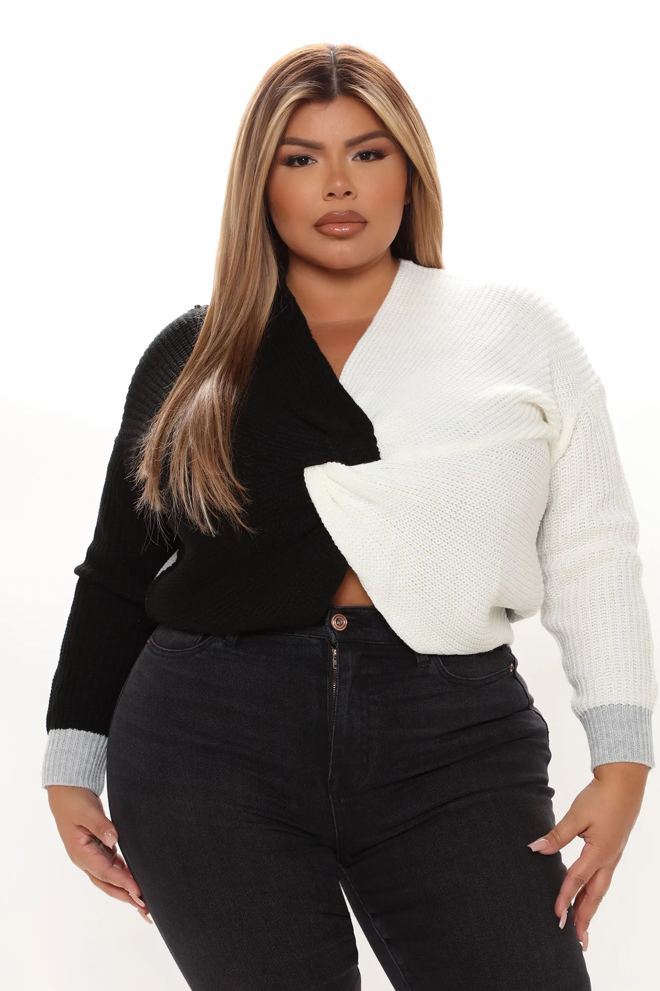 Back On Colorblock Sweater - Black/combo