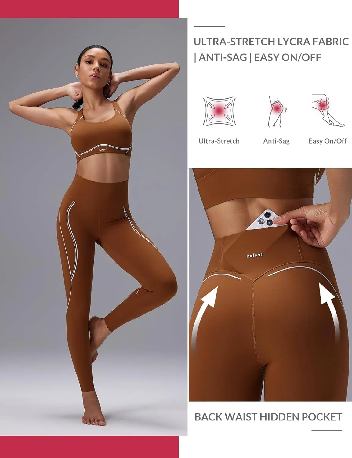 baleaf Freeleaf Broadway High Waisted Legging for Women, 25" Dance Yoga Workout Leggings with Pockets Soft Athletic Pants