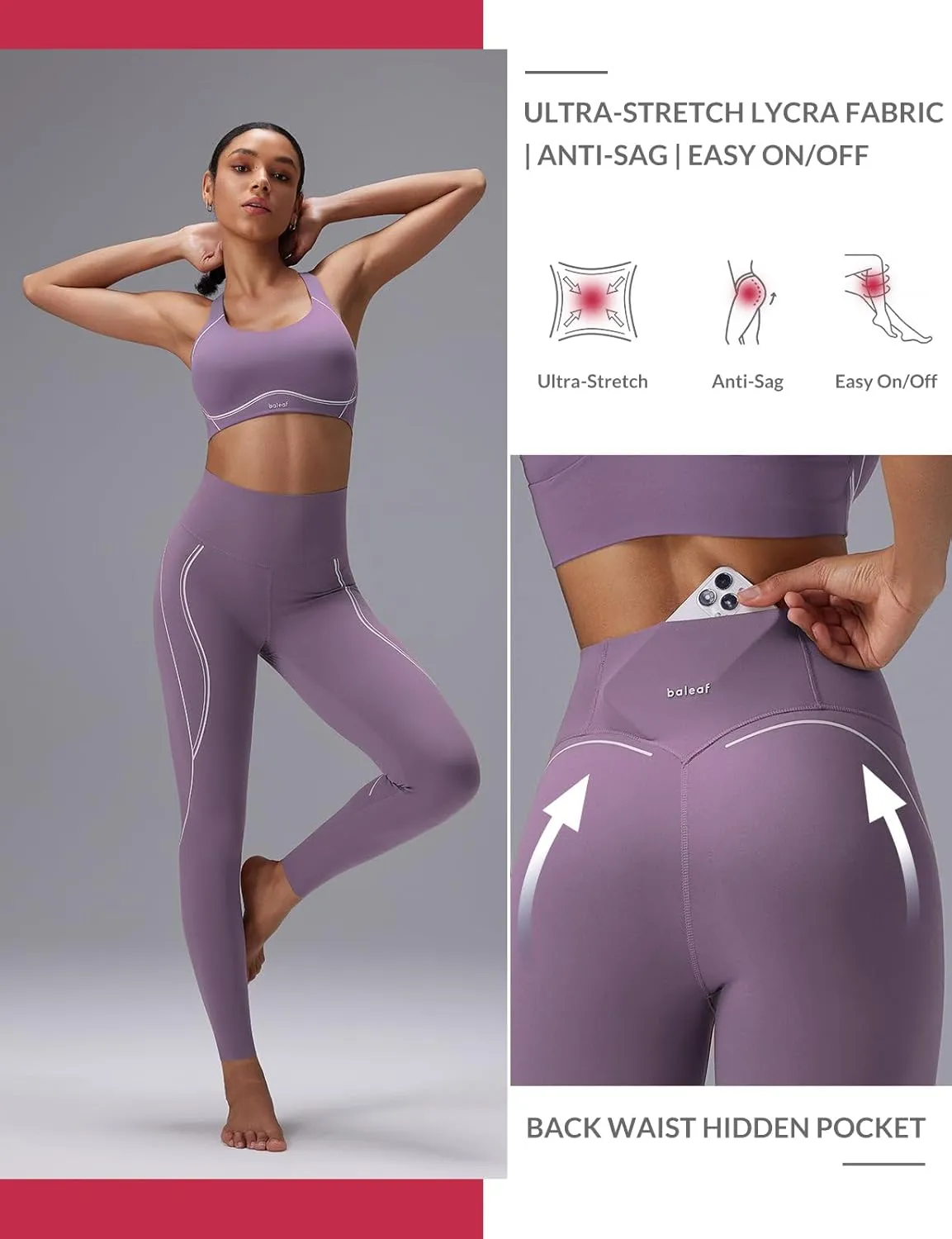 baleaf Freeleaf Broadway High Waisted Legging for Women, 25" Dance Yoga Workout Leggings with Pockets Soft Athletic Pants