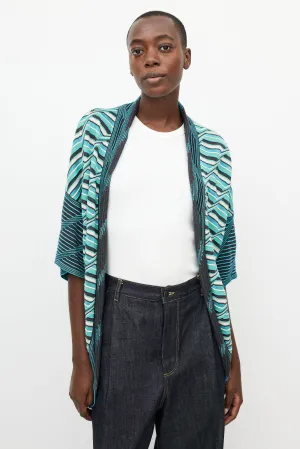 Blue & Green Knit Open Cardigan