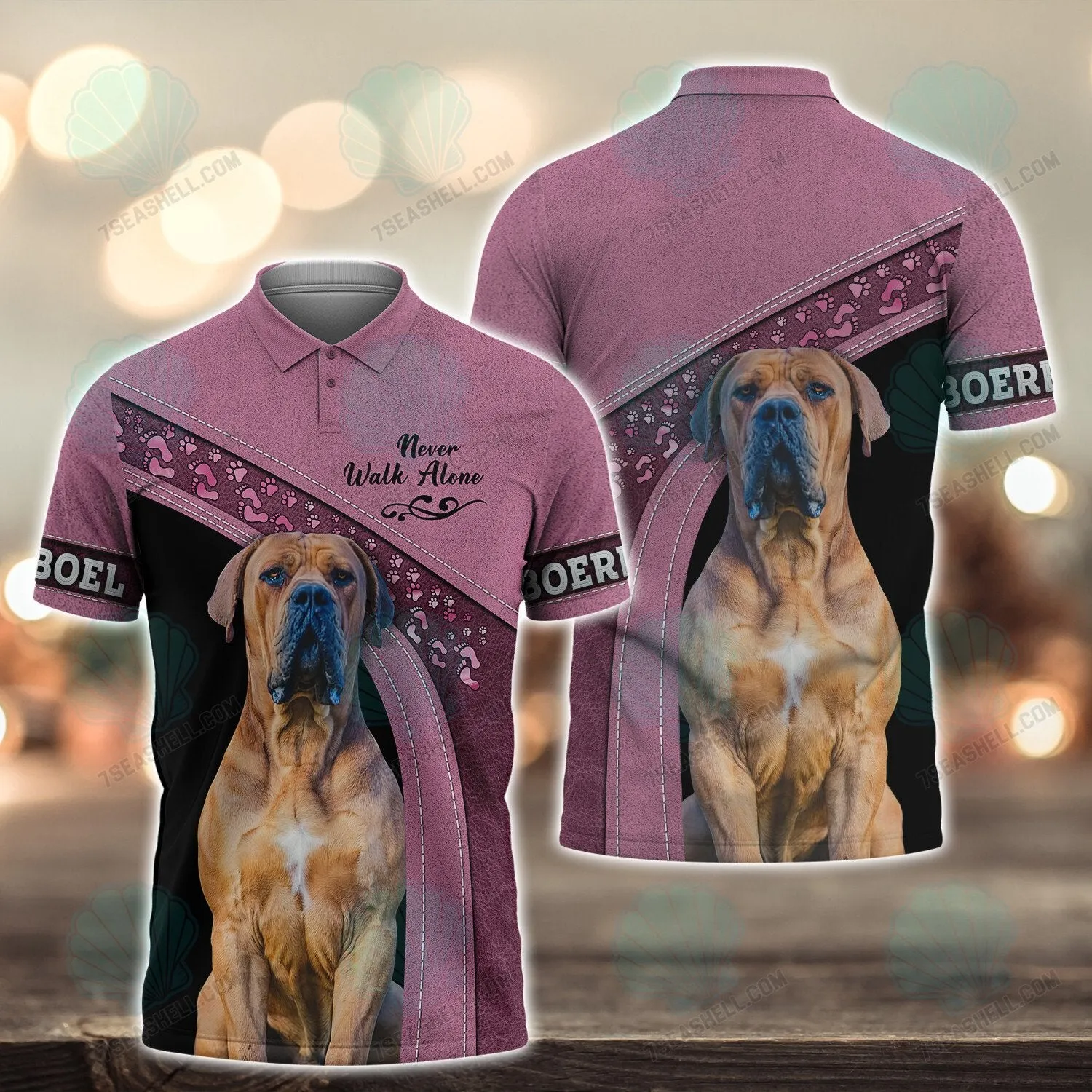 Boerboel Love Pink Never Walk Alone 3D Full Print Shirts, Christmas Dog Memorial Gifts for loss of Dog