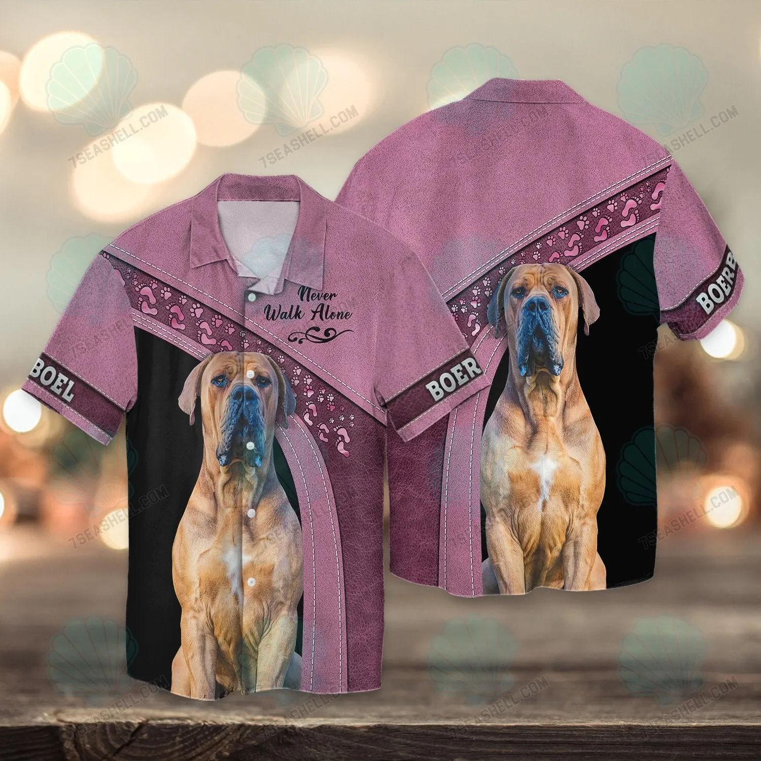 Boerboel Love Pink Never Walk Alone 3D Full Print Shirts, Christmas Dog Memorial Gifts for loss of Dog