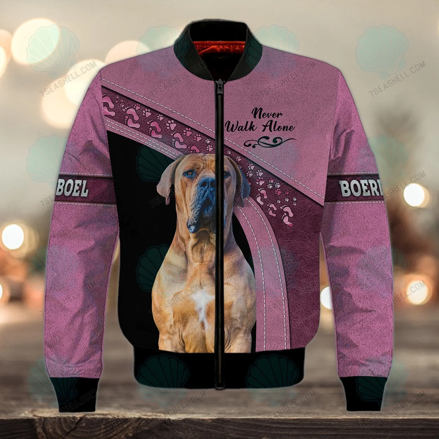 Boerboel Love Pink Never Walk Alone 3D Full Print Shirts, Christmas Dog Memorial Gifts for loss of Dog