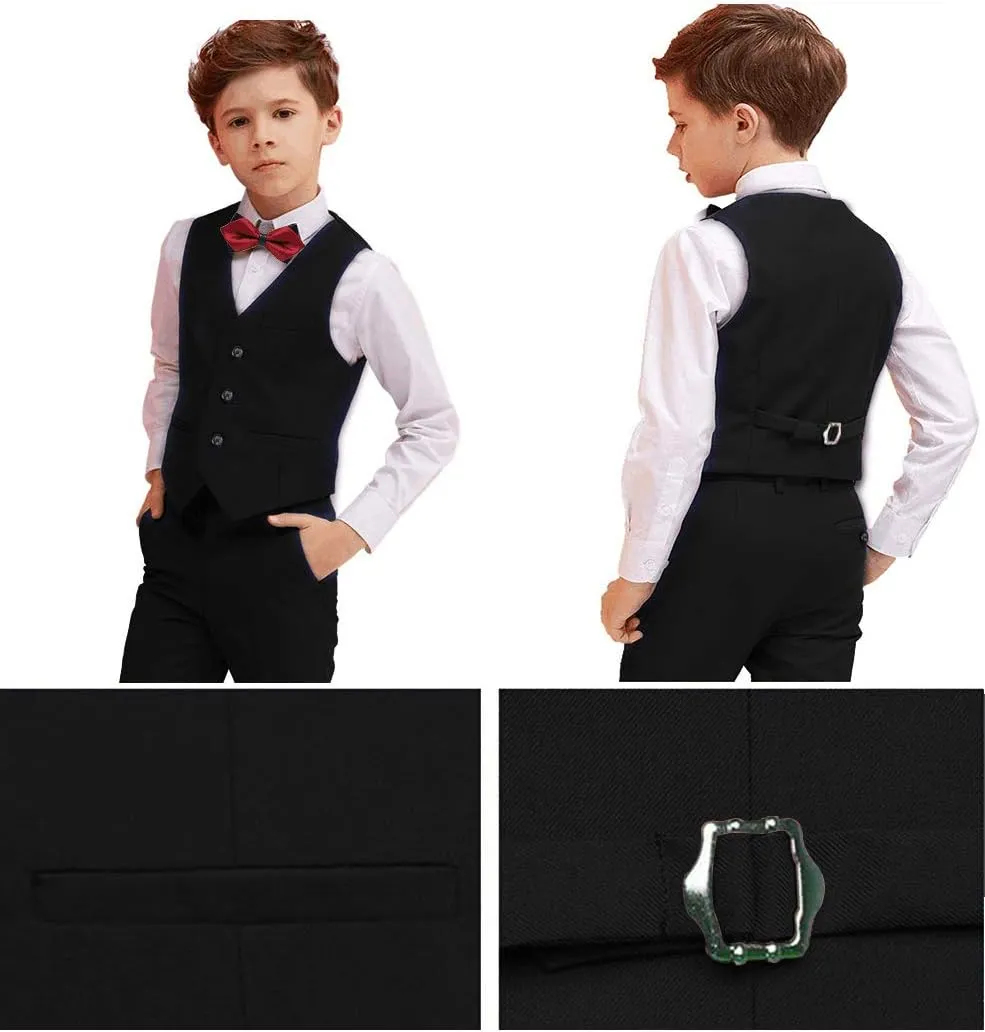 Boy Suits 5 Piece Slim Fit Suit for Kids Toddler Formal Set Wedding Ring Bearer Outfit