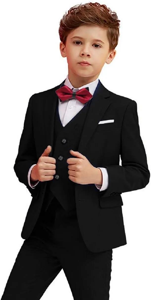 Boy Suits 5 Piece Slim Fit Suit for Kids Toddler Formal Set Wedding Ring Bearer Outfit