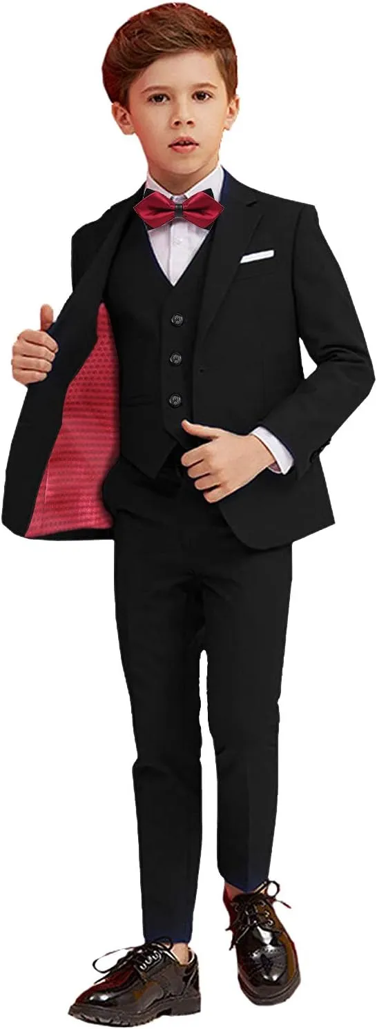 Boy Suits 5 Piece Slim Fit Suit for Kids Toddler Formal Set Wedding Ring Bearer Outfit