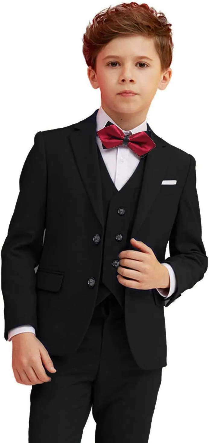 Boy Suits 5 Piece Slim Fit Suit for Kids Toddler Formal Set Wedding Ring Bearer Outfit