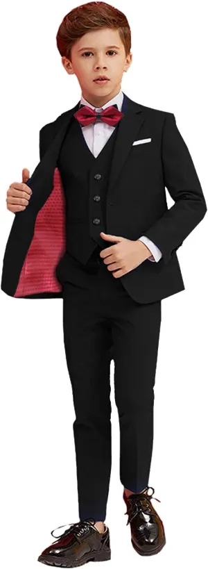 Boy Suits 5 Piece Slim Fit Suit for Kids Toddler Formal Set Wedding Ring Bearer Outfit