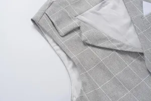 Boys Plaid Vest and Pants Check Formal Wedding Ring Bearer Outfit Tuxedo Dress Suits