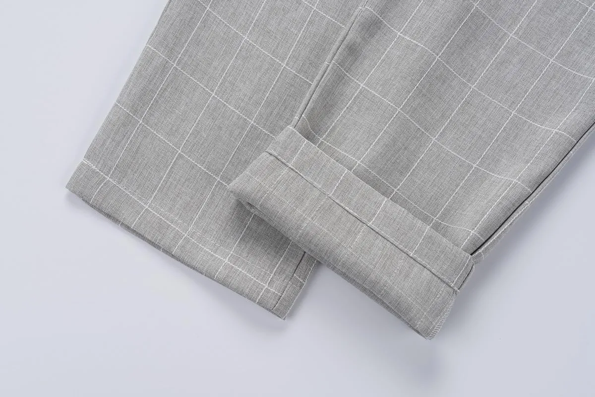 Boys Plaid Vest and Pants Check Formal Wedding Ring Bearer Outfit Tuxedo Dress Suits