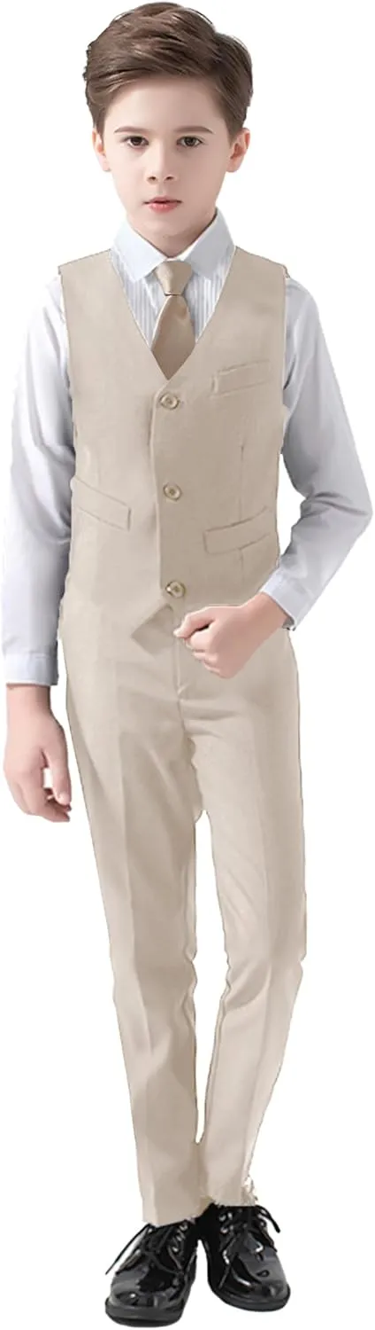 Boys Suits 5 Piece Slim Fit Suit for Kids Formal Ring Bearer Suits