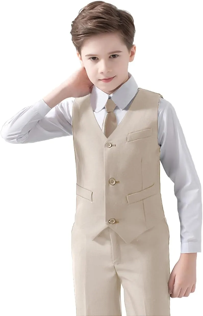 Boys Suits 5 Piece Slim Fit Suit for Kids Formal Ring Bearer Suits