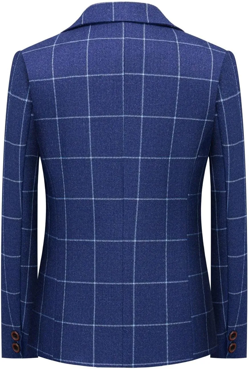 Boys Suits Set Plaid Blazer Vest Pants Single-Breasted Jacket Formal for Wedding Party Prom