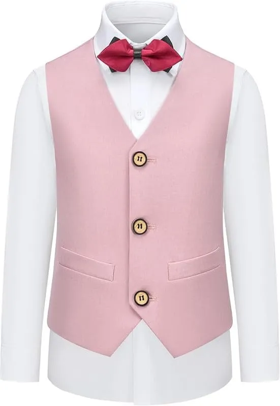 Boys Suits Set Plaid Blazer Vest Pants Single-Breasted Jacket Formal for Wedding Party Prom
