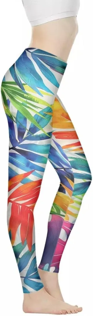 Bulopur Rose Workout Leggings for Women, Boho Stretch Pants for Sports Running Fitness, High Waist Tummy Control Yoga Pant