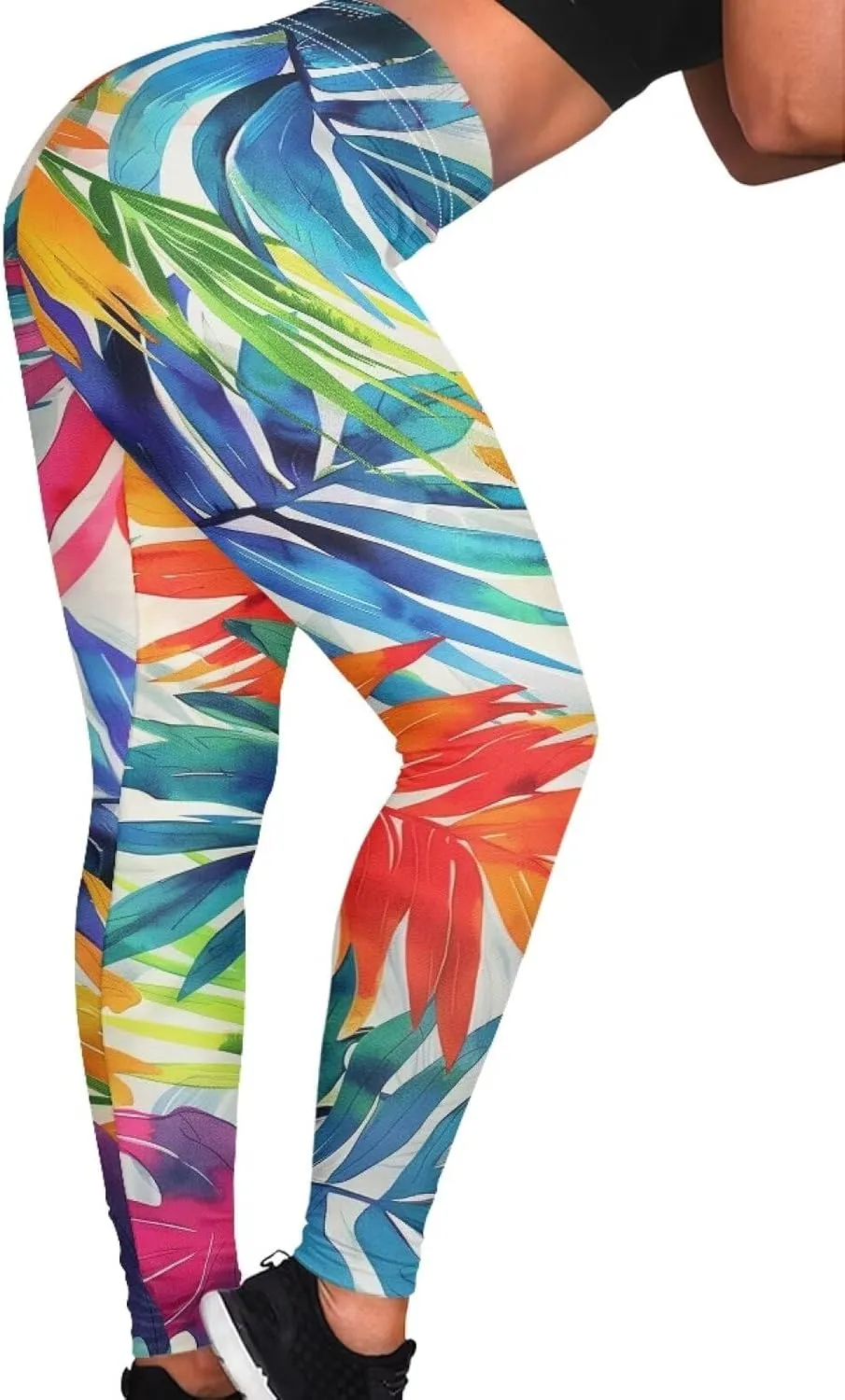 Bulopur Rose Workout Leggings for Women, Boho Stretch Pants for Sports Running Fitness, High Waist Tummy Control Yoga Pant
