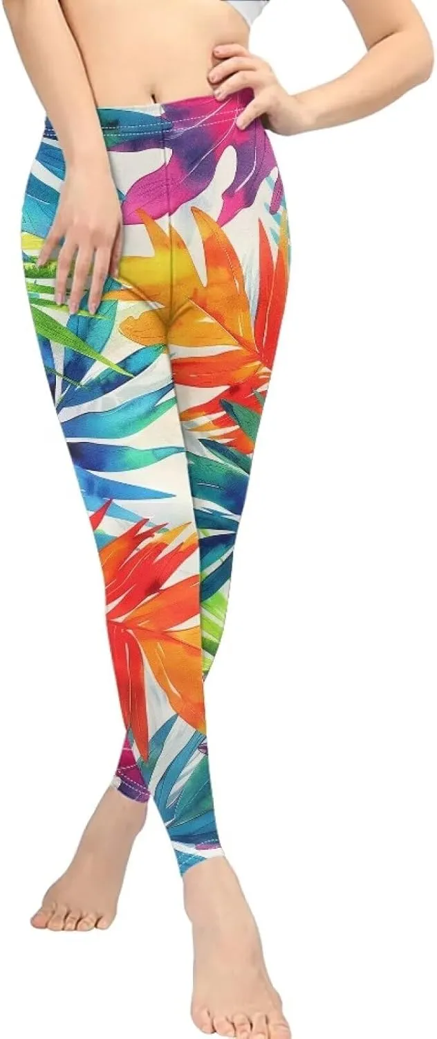 Bulopur Rose Workout Leggings for Women, Boho Stretch Pants for Sports Running Fitness, High Waist Tummy Control Yoga Pant