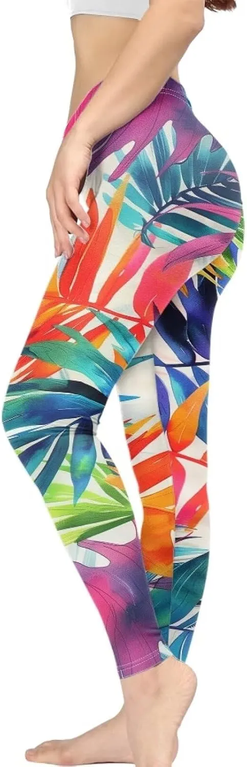 Bulopur Rose Workout Leggings for Women, Boho Stretch Pants for Sports Running Fitness, High Waist Tummy Control Yoga Pant