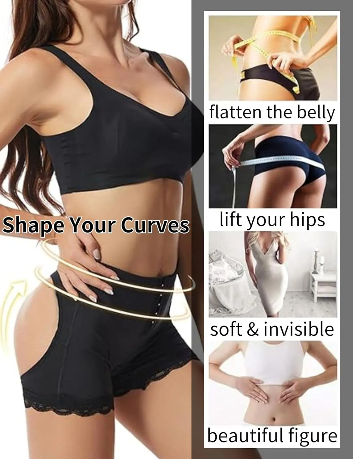 Butt Lifting Shapewear Underwear, Booty Lifting Shapewear Shorts Adjustable Tummy Control Butt Lift Shapewear