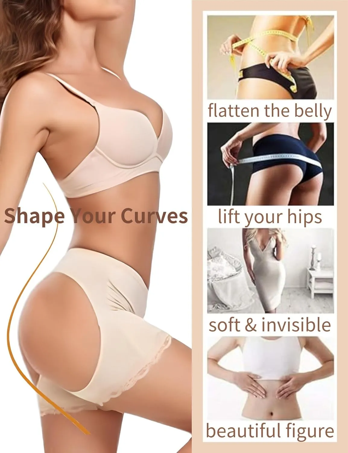 Butt Lifting Shapewear Underwear, Booty Lifting Shapewear Shorts Adjustable Tummy Control Butt Lift Shapewear