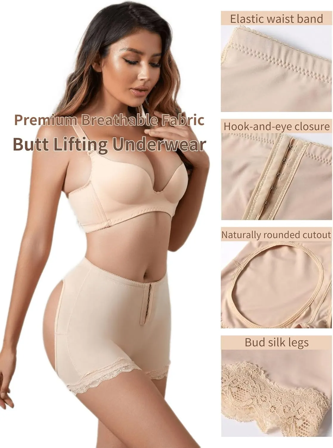 Butt Lifting Shapewear Underwear, Booty Lifting Shapewear Shorts Adjustable Tummy Control Butt Lift Shapewear