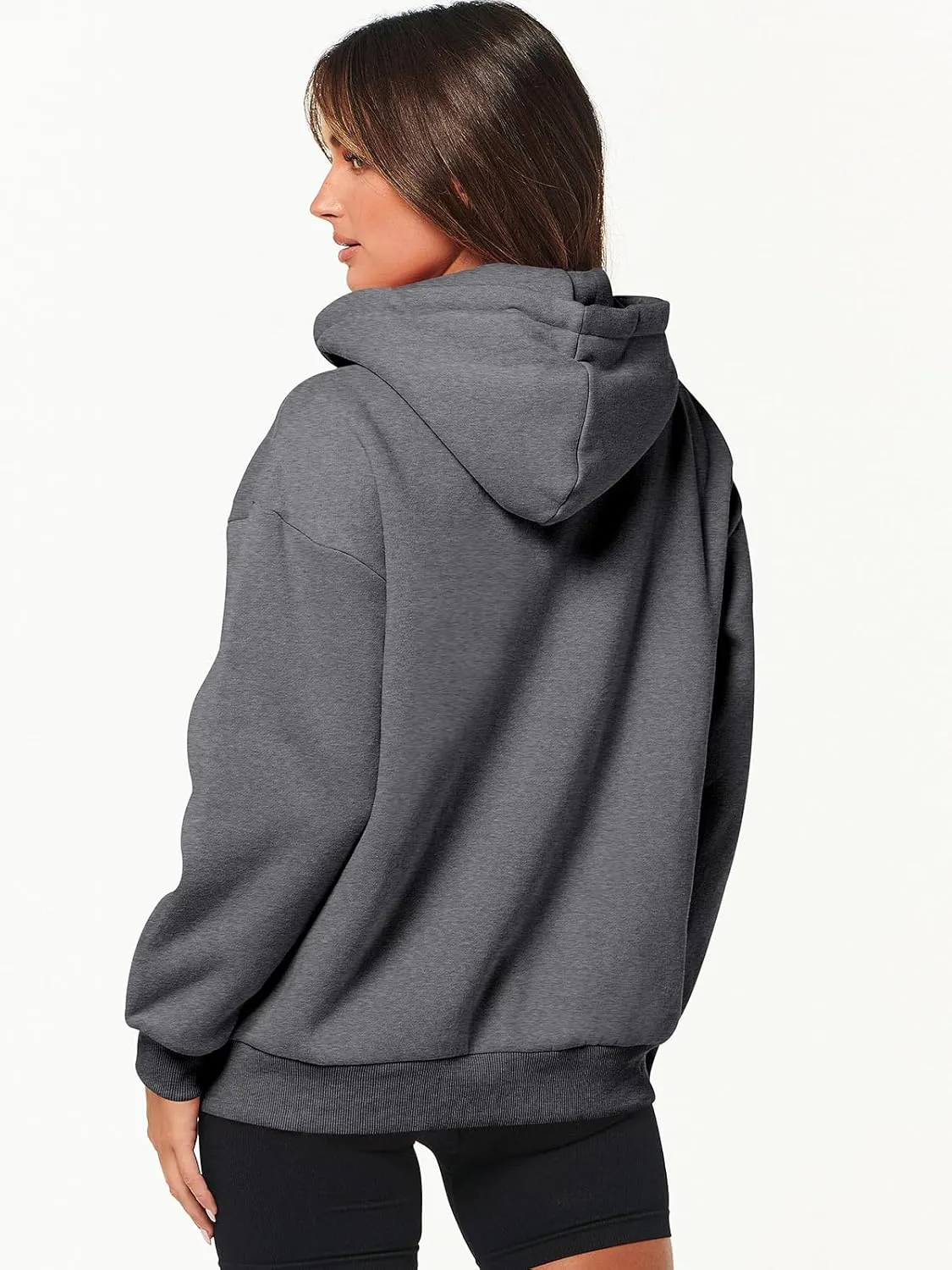 Caracilia Womens Zip Up Hoodies Oversized Long Sleeve Sweatshirts Casual Y2K Hoodie 2024 Fall Jacket with Pockets