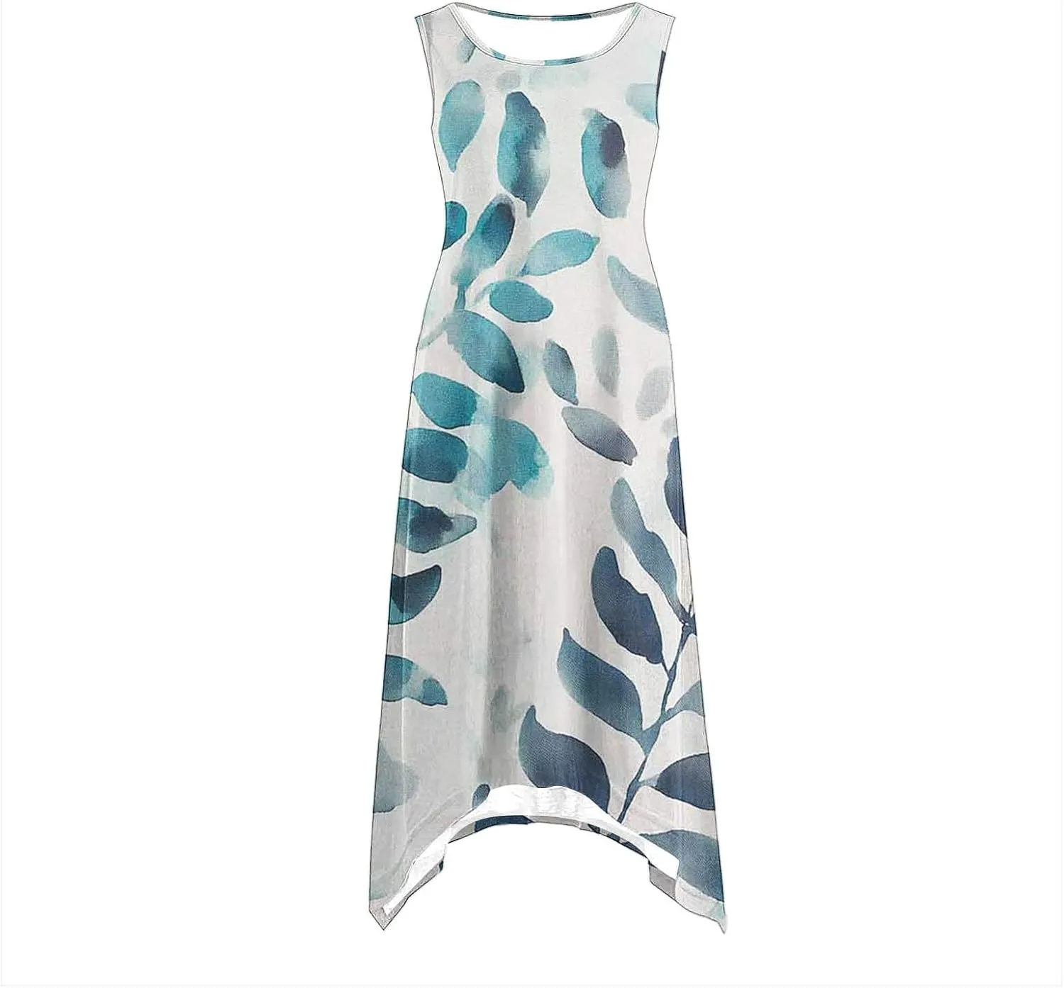 Casual Dresses for Women Summer Sleeveless Floral Beach Sundresses Flowy Irregular Hem Wedding Guest Midi Dress