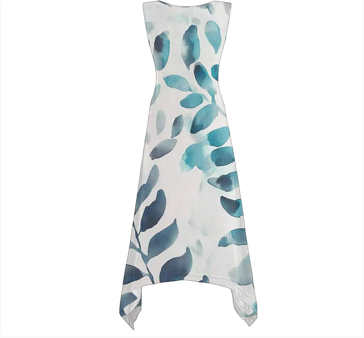 Casual Dresses for Women Summer Sleeveless Floral Beach Sundresses Flowy Irregular Hem Wedding Guest Midi Dress