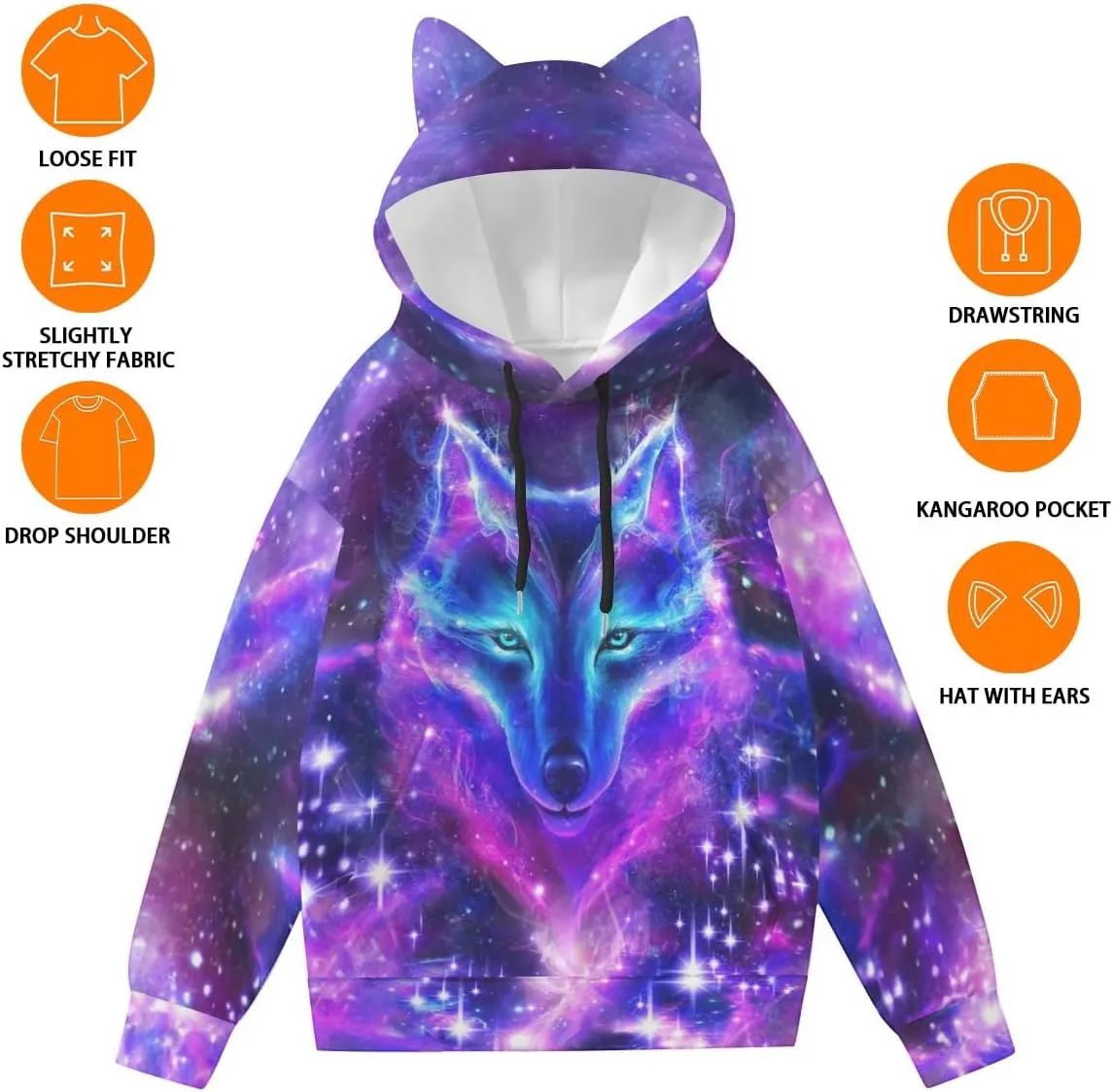 Cat Ear Hoodie For Women Teen Novelty Pullover Print 3D Cute Sweatshirt Long Sleeve Hoodies Girls