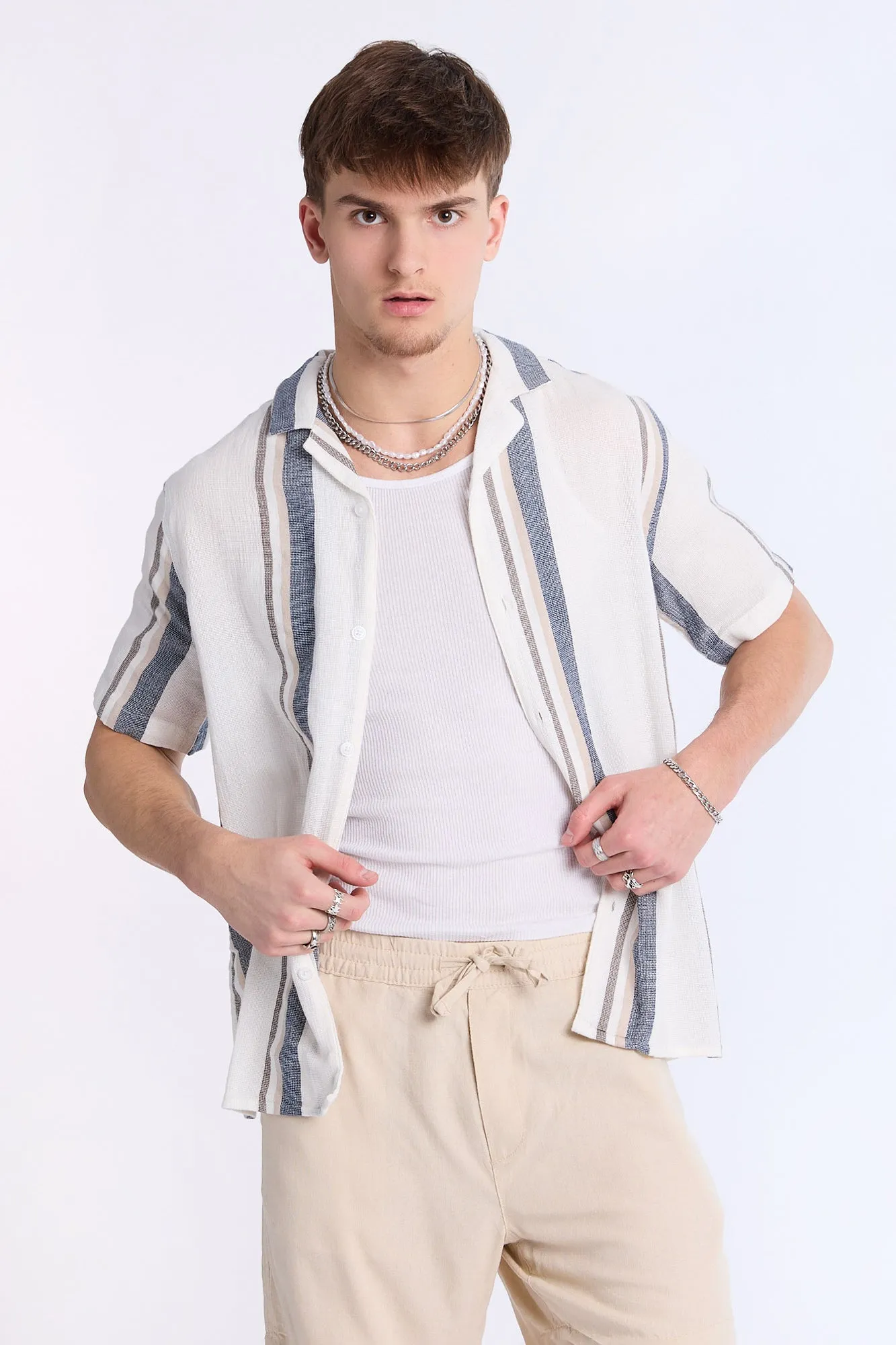 Chemise en gaze rayée Arsenic homme