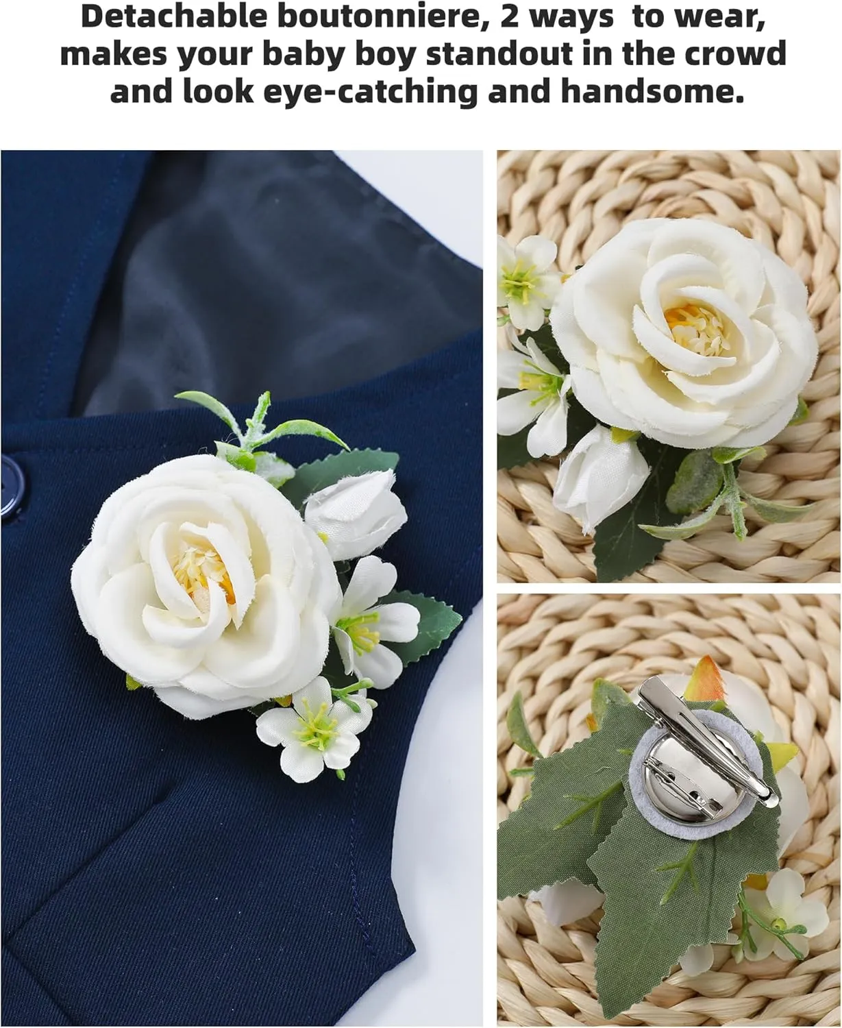 Coco&RARA Baby Boy Clothes Suits Infant Tuxedo Gentleman Outfits, Formal Dress Shirt Vest Corsage tie Pants Baby Suit Sets