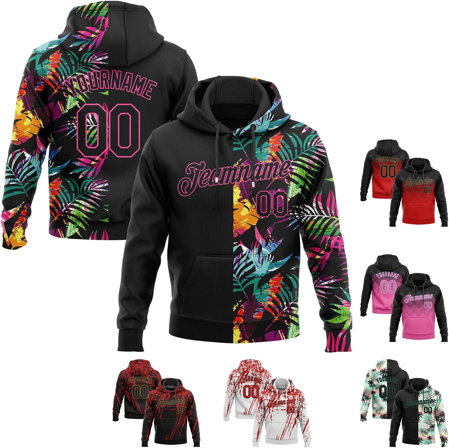 Custom Gradient Baseball Hoodies Personalized Stitched Name Number Design Your Own Team Pullover Sweatshirts
