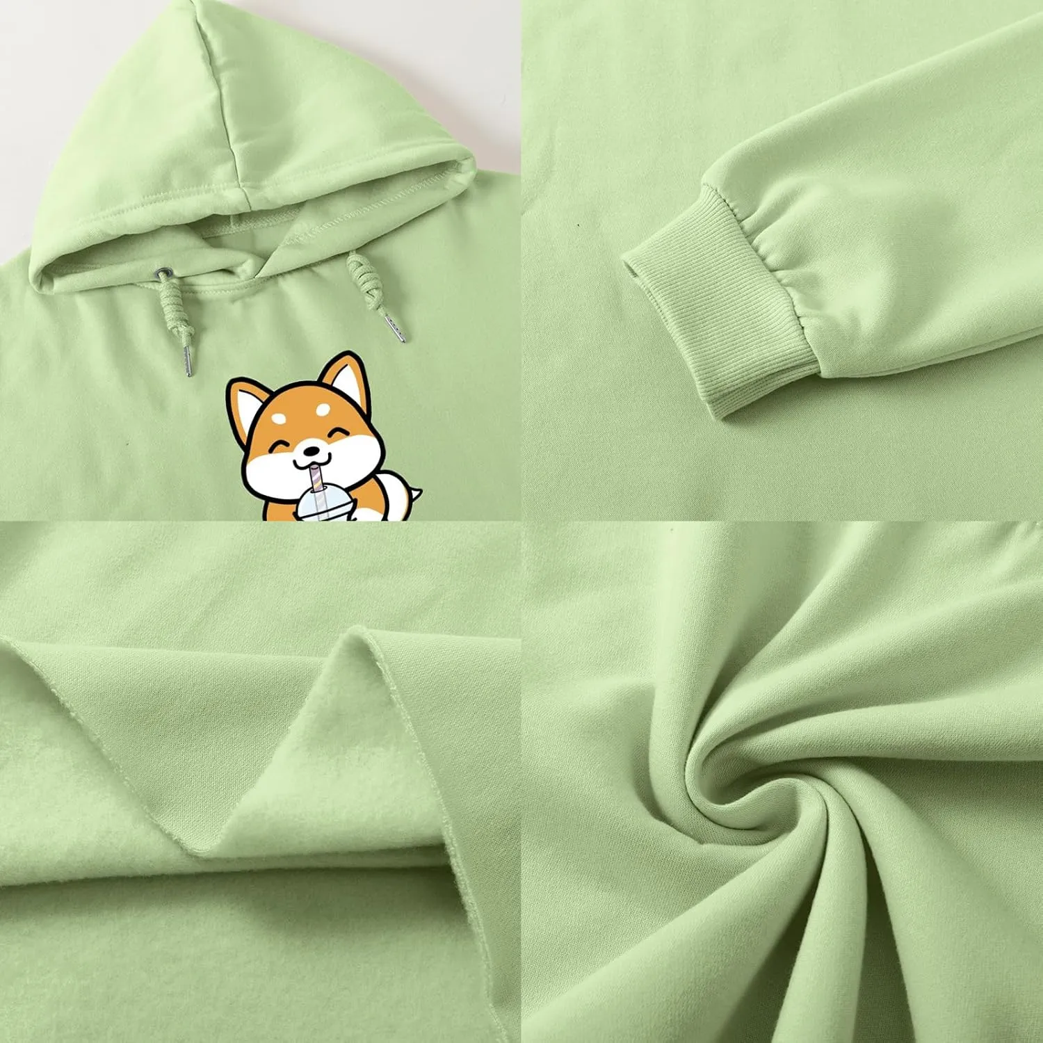 Cute Womens Kawaii Dog Milk Tea Graphic Cropped Hoodie Printed Crop Sweatshirt for Girl Cotton Animal Hoodies