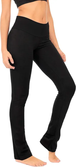 DEAR SPARKLE Bootcut Leggings for Women | Slim Look Bootleg Opaque Yoga Pants w Pocket   Plus Size (C5)