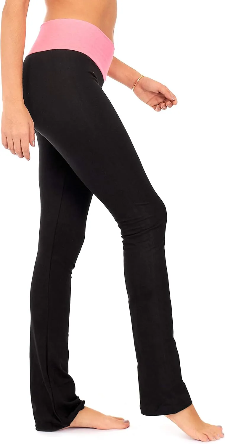 DEAR SPARKLE Bootcut Leggings for Women | Slim Look Bootleg Opaque Yoga Pants w Pocket   Plus Size (C5)