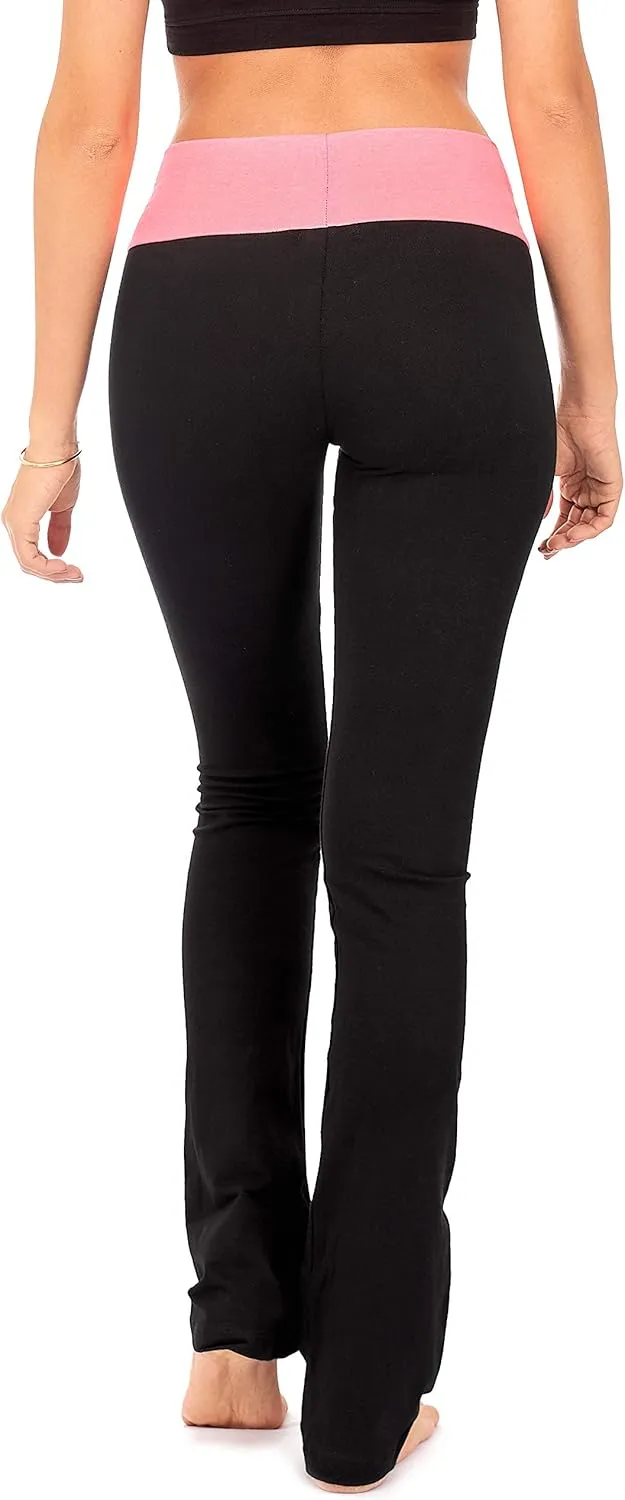 DEAR SPARKLE Bootcut Leggings for Women | Slim Look Bootleg Opaque Yoga Pants w Pocket   Plus Size (C5)