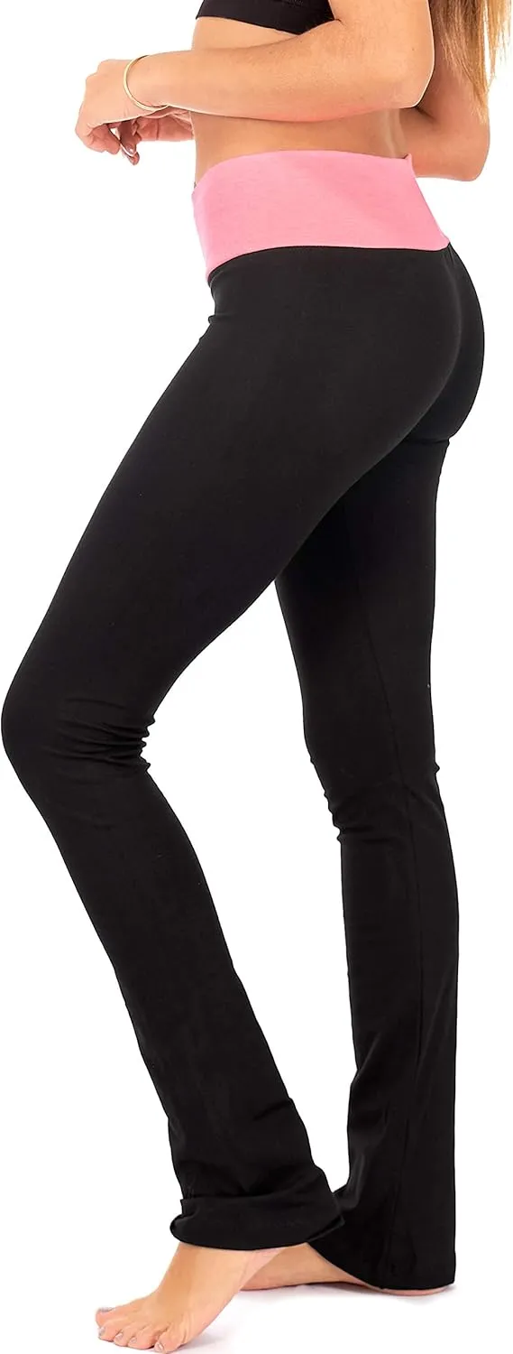DEAR SPARKLE Bootcut Leggings for Women | Slim Look Bootleg Opaque Yoga Pants w Pocket   Plus Size (C5)