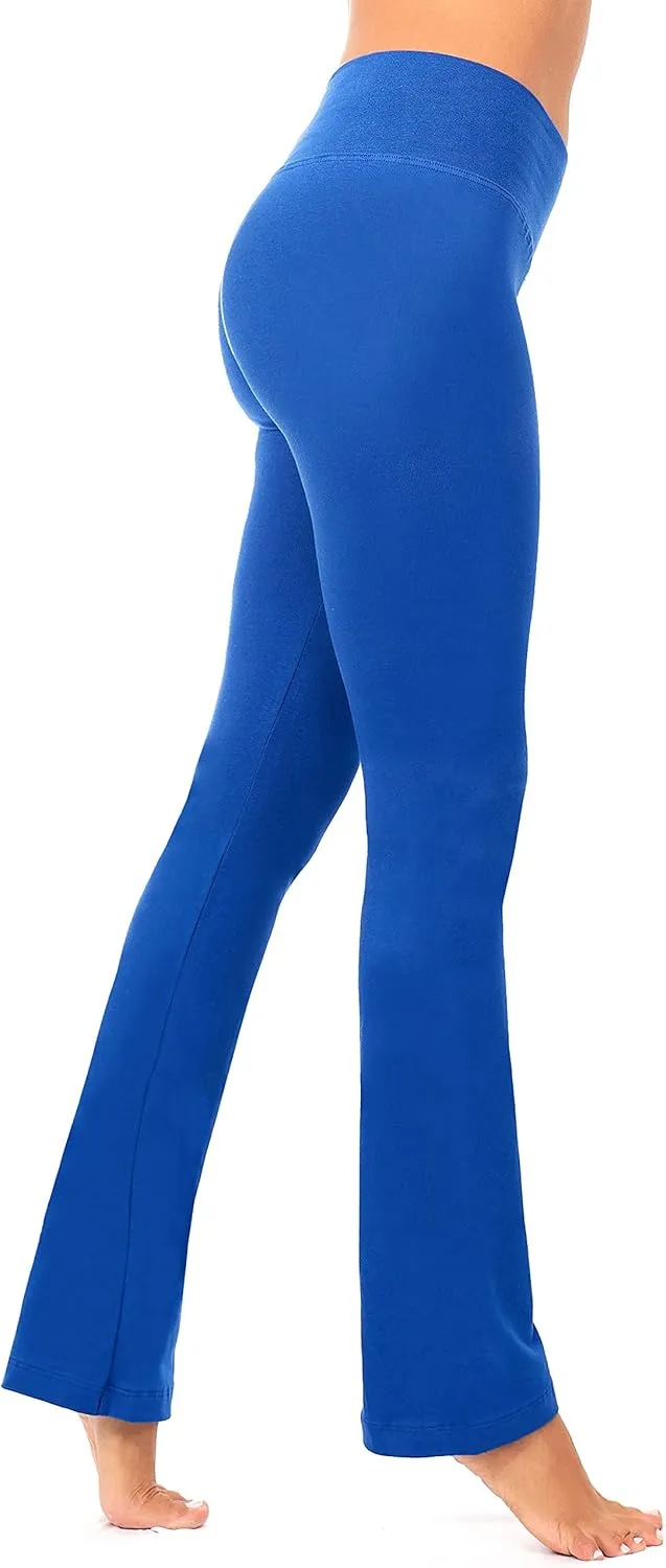 DEAR SPARKLE Bootcut Leggings for Women | Slim Look Bootleg Opaque Yoga Pants w Pocket   Plus Size (C5)