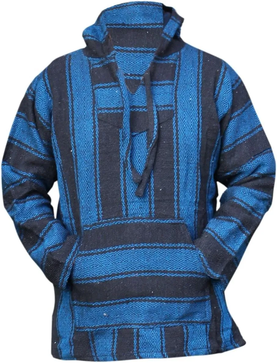 Del Mex Mexican Baja Hoodie Sweatshirt Pullover Jerga Surf Poncho Drug Rug