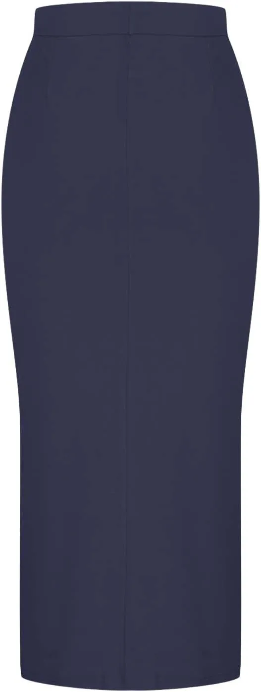 Elegant Wrap Fishtail Skirts for Women High Waisted Split Side Skirt Elastic A Line Midi Skirts Bodycon Office Skirt