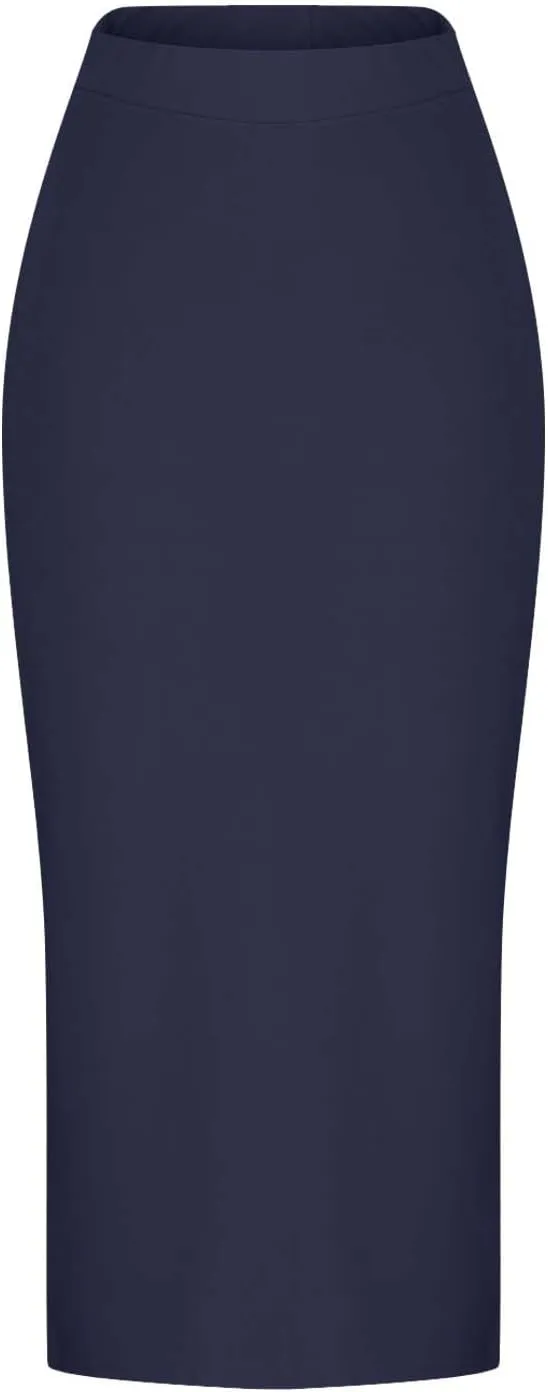 Elegant Wrap Fishtail Skirts for Women High Waisted Split Side Skirt Elastic A Line Midi Skirts Bodycon Office Skirt