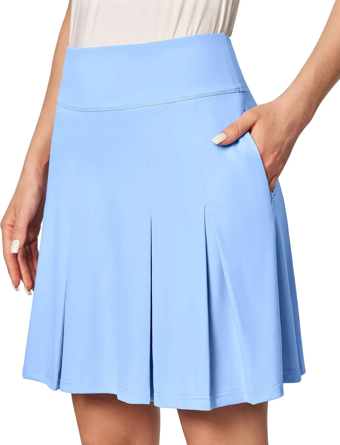 Ewedoos 20Skort Golf Skirts for Women with Zip-Pocket Knee Length Skorts for Woman Casual Athletic Pleated Tennis Skirt