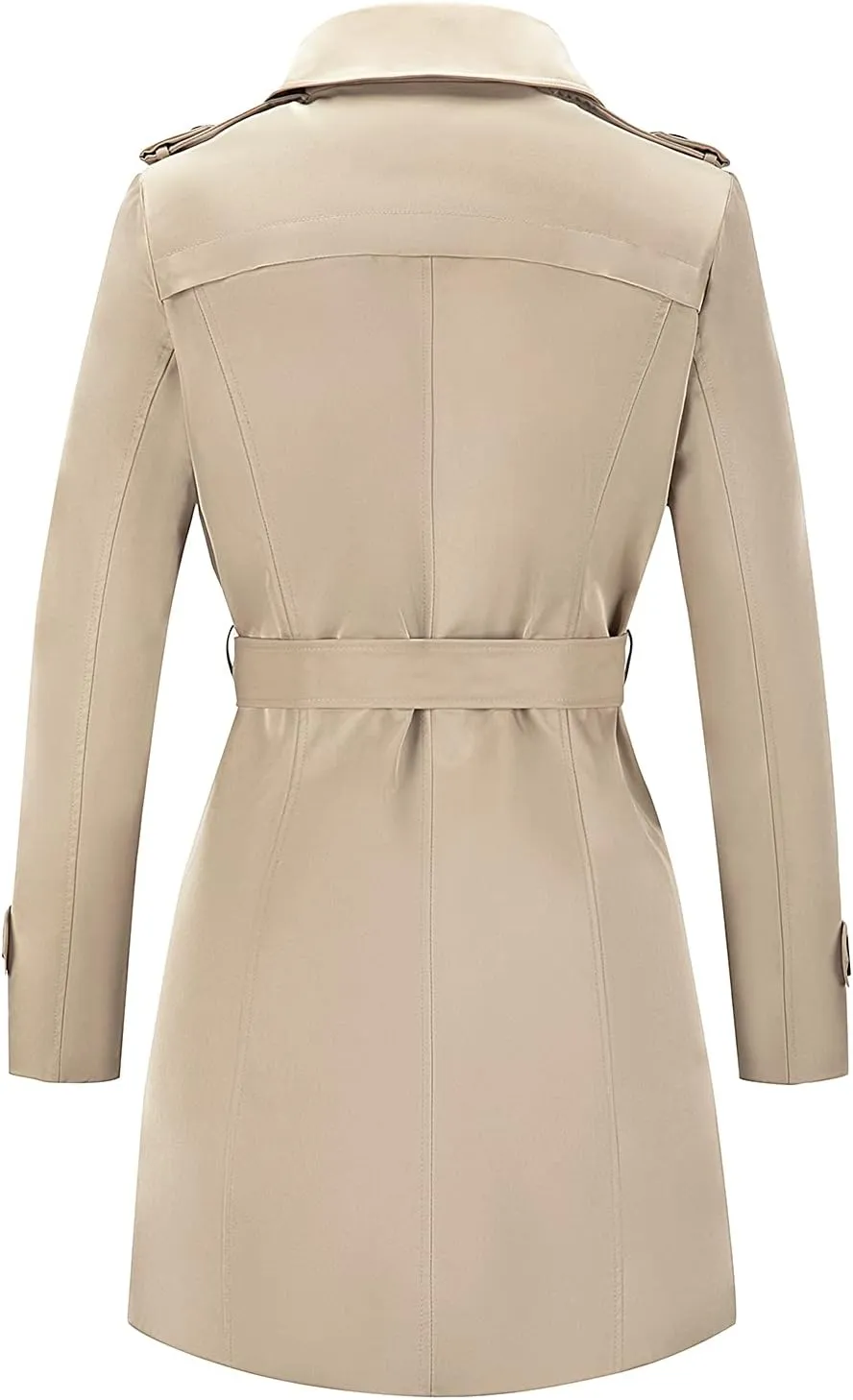 FARVALUE Women's Waterproof Trench Coat Winter Double Breasted Windbreaker Classic Belted Lapel Overcoat
