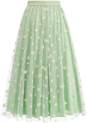 Floral Skirts for Women Boho A-Line Elastic High Waisted Ruffle Mesh Double Layed Skirts Causal Comfy Skirts