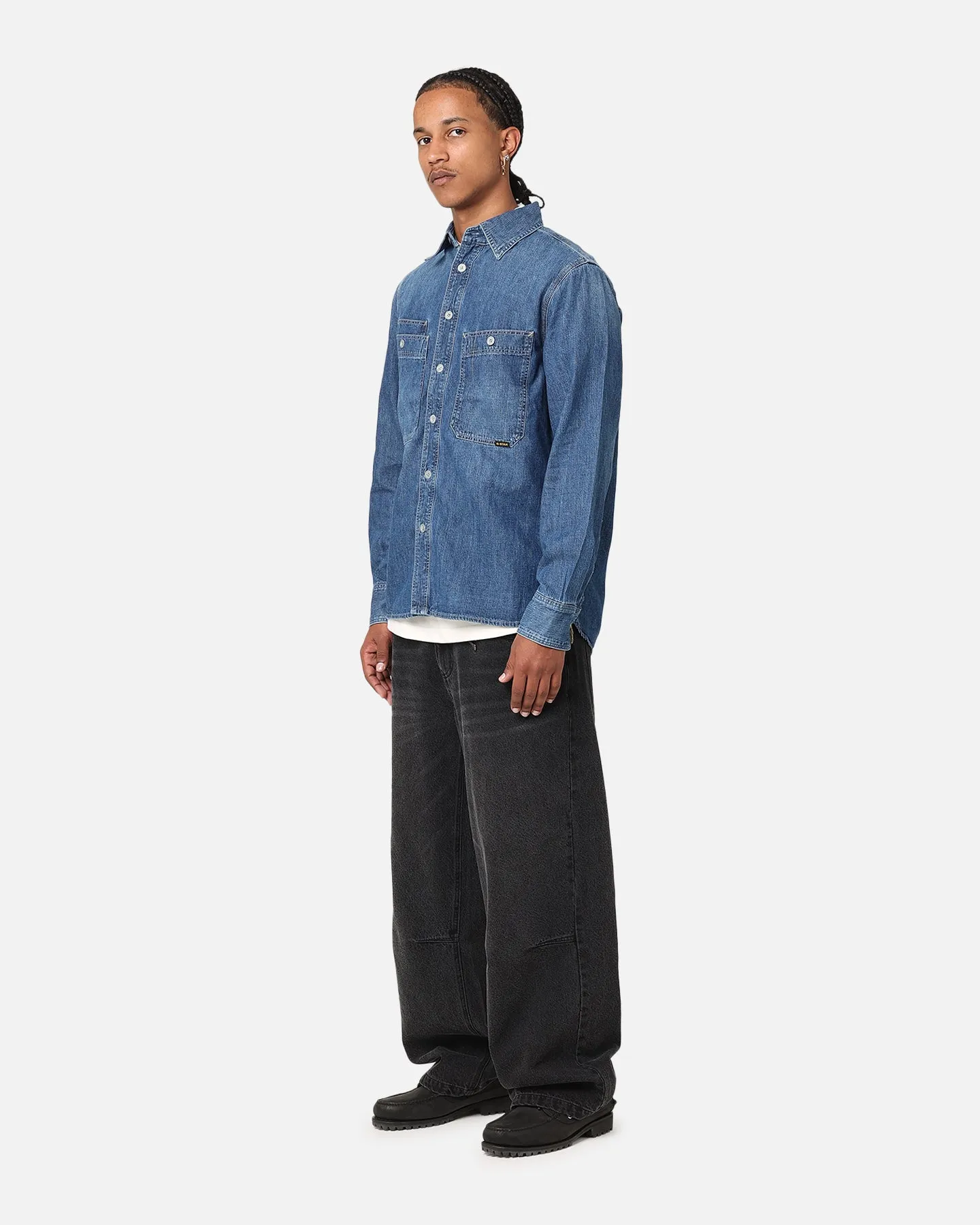 G-Star Nimes Regular Long Sleeve Denim Shirt Faded Blue