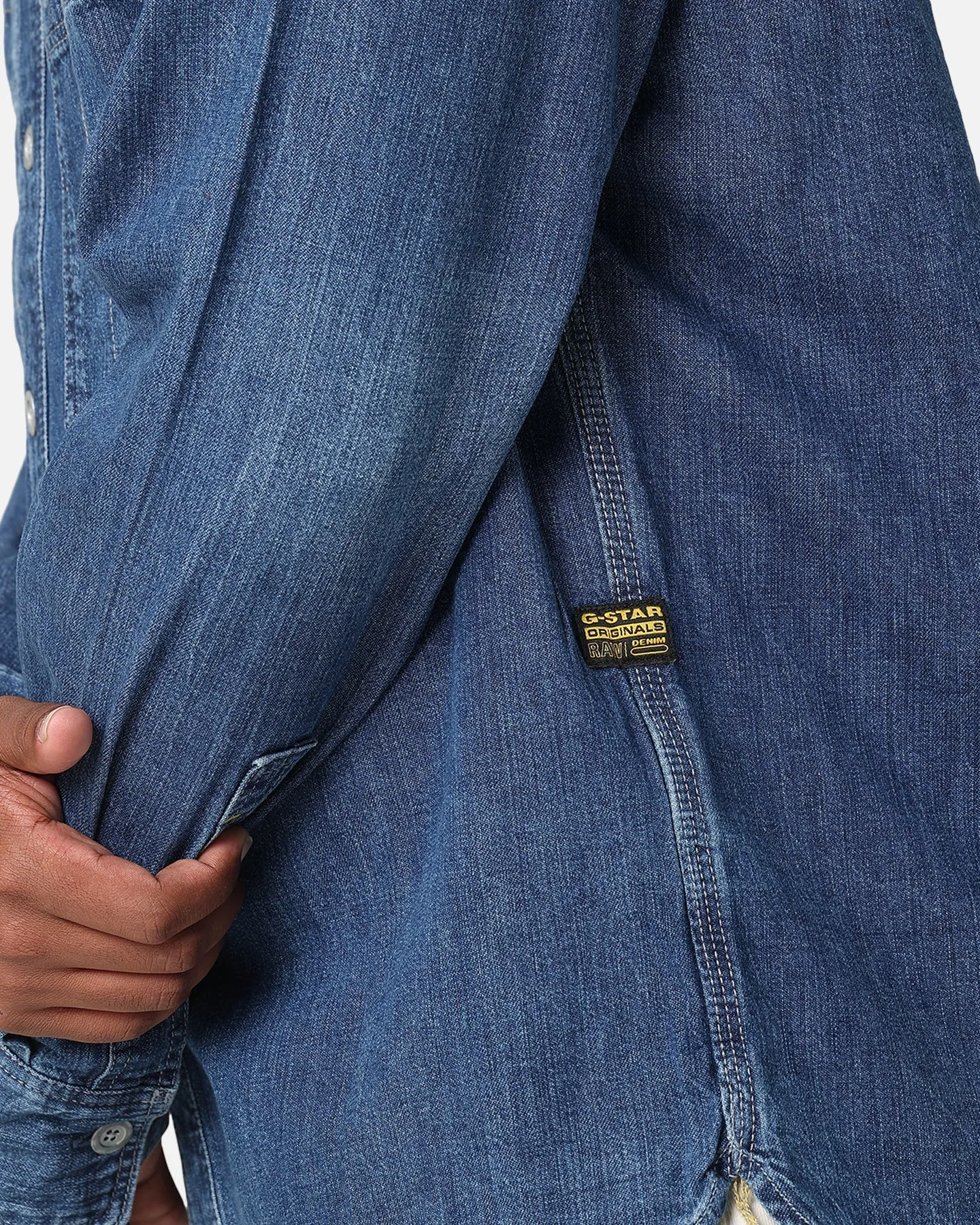 G-Star Nimes Regular Long Sleeve Denim Shirt Faded Blue